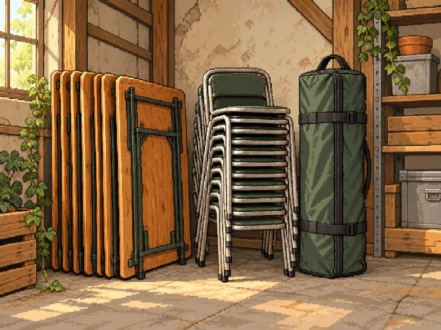 Equipment and supplies stored for a club